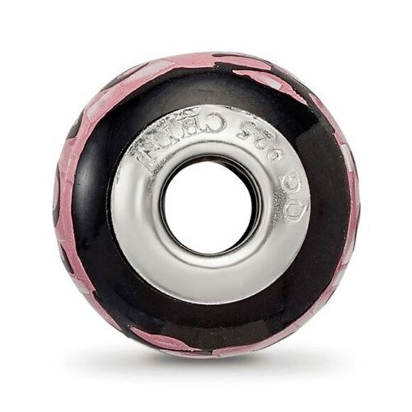 Sterling Silver Reflections Pink/Black Mother of Pearl Love Mosaic Bead - Picture 2 of 3